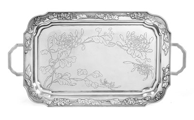 Lot 2180 - A Chinese Export Silver Tray