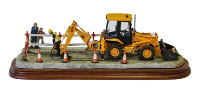 Lot 1010 - Border Fine Arts 'Essential Repairs' (Workman With JCB Back Hoe)