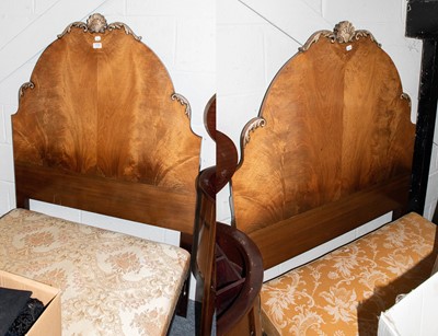 Lot 1156 - A pair of 1930's walnut single bedsteads, 91cm...