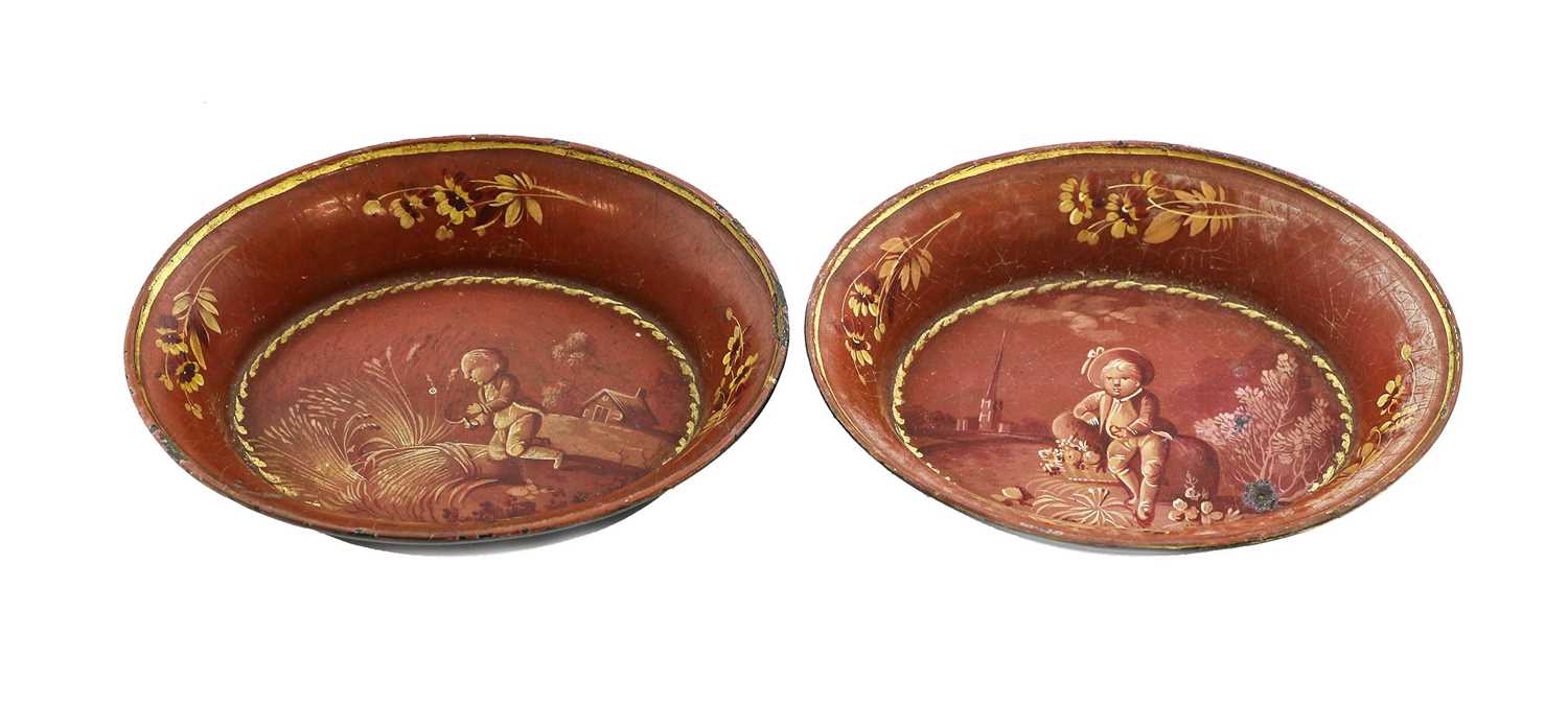 Lot 124 - A Pair of French Lacquer Pin Trays, late...
