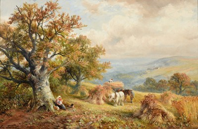Lot 144 - George Turner (1841-1910) "Harvesting near...