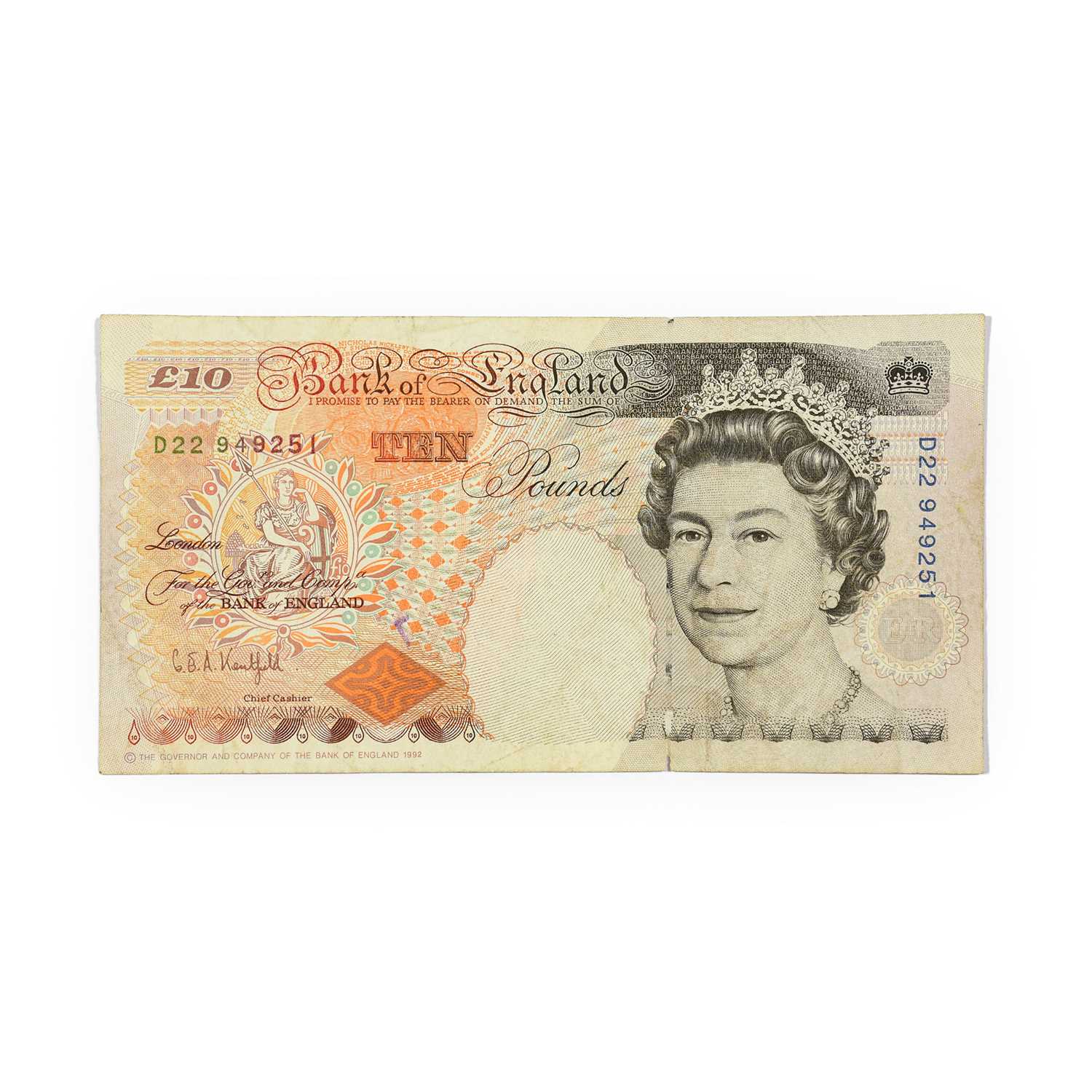 Lot 457 - Bank of England ERROR £10, Series E, obv....