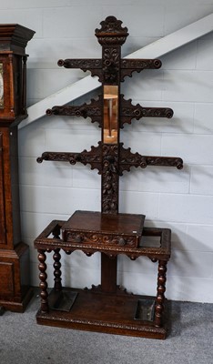 Lot 1254 - A Victorian oak mirrored hallstand, 92cm by...