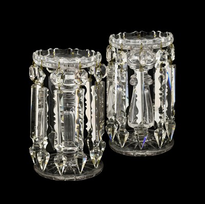 Lot 115 - A Pair of Glass Table Lustres, late 19th...