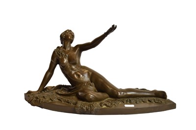 Lot 325 - A bronzed resin figural lamp on a mahogany...