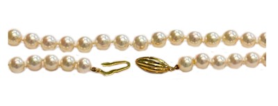 Lot 201 - A cultured pearl necklace, length 48.5; and a...