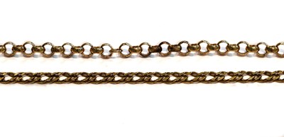 Lot 207 - A 9 carat gold trace link chain, length 46cm;...