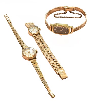 Lot 199 - Two ladys 9 carat gold wrist watches signed...