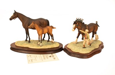 Lot 1090 - Border Fine Arts 'Thoroughbred Mare and Foal' (Standing) (Style One)