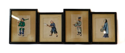 Lot 1010 - Six 19th century Chinese painting on pith...
