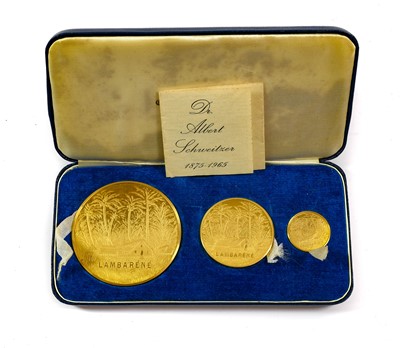 Lot 366 - A Cased Set of Three Gold Dr Albert Schweitzer...