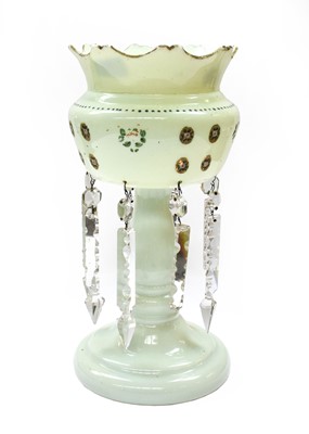 Lot 31 - A Victorian pale green and enamelled glass...