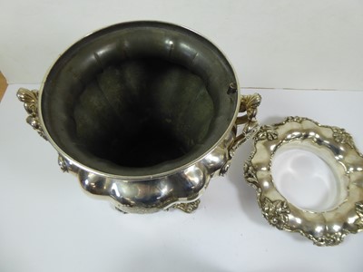 Lot 2089 - A Pair of William IV Old Sheffield Plate Wine-Coolers, Collars and Liners