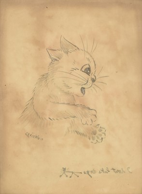 Lot 1023 - Louis Wain (1860-1939) Startled cat in profile...
