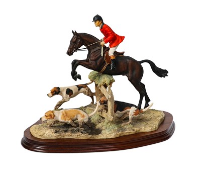 Lot 1065 - Border Fine Arts 'Hulloa Away' (Jumping Huntsman and Three Hounds)