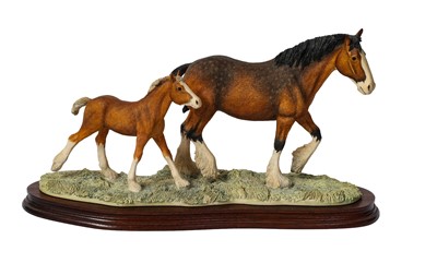 Lot 1071 - Border Fine Arts 'New Arrival at Harland Grange' (Clydesdale Mare and Foal)