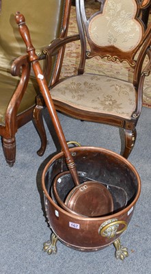 Lot 403 - A Victorian brass and copper coal bucket with...