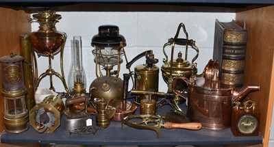 Lot 303 - A collection of brass and copper including a...