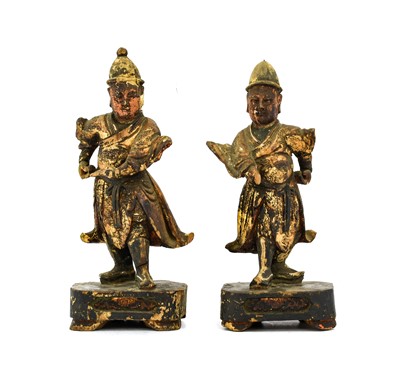 Lot 33 - A Pair of Chinese Carved, Painted and Giltwood...