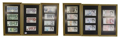 Lot 484 - 6 x Framed Bank of England Note Groups,...