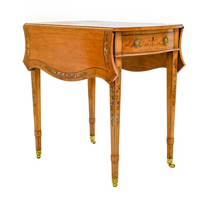 Lot 719 - A George III Style Satinwood and Polychrome...