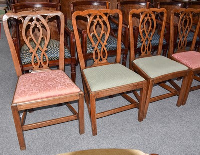 Lot 1207 - A set of five 18th Century elm dining chairs...