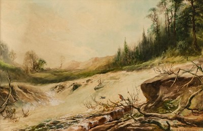 Lot 1012 - Stephen James Bowers (fl.1874-1892) Lake scene...