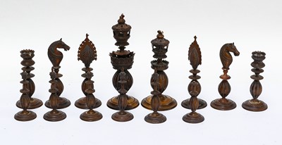 Lot 47 - A 19th century Indian Vizagapatam ivory chess...