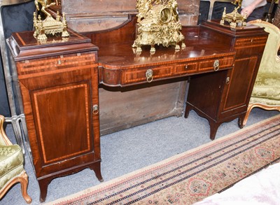 Lot 1179 - A mahogany crossbanded twin pedestal sideboard,...