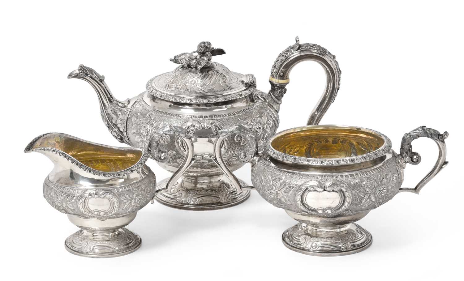 Lot 2014 - A Three-Piece George III Silver Tea-Service