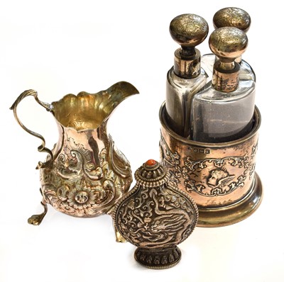 Lot 269 - A set of three glass perfume bottles with...