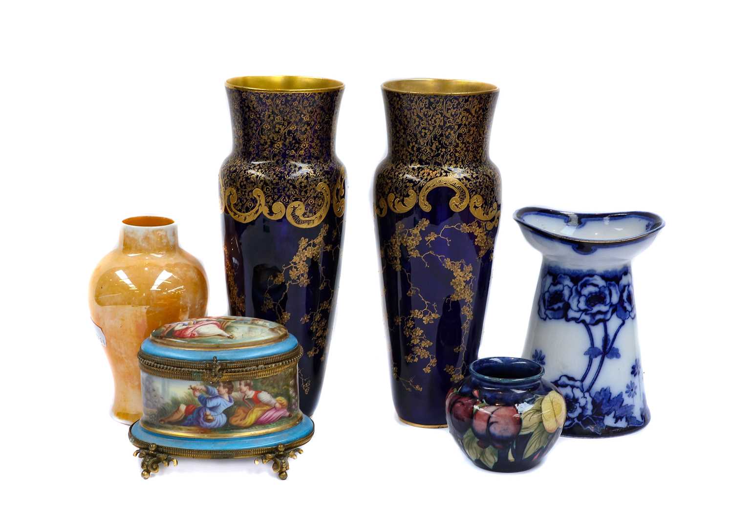 Lot 138 - A Moorcroft small pottery vase, a Royal...