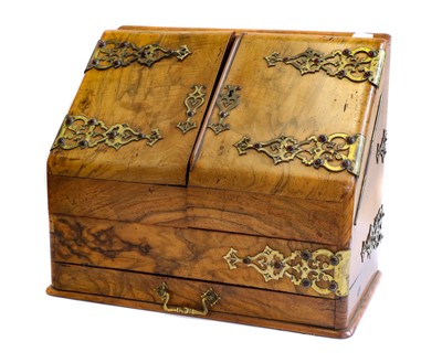 Lot 407 - A Victorian figured walnut stationery box with...