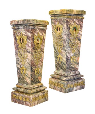 Lot 862 - A Pair of 20th Century Variegated Pink Marble...