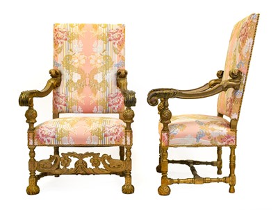 Lot 1159 - A Pair of Carved Giltwood Baroque Style Open...