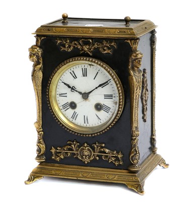 Lot 42 - A gilt metal striking mantel clock, gilt metal...