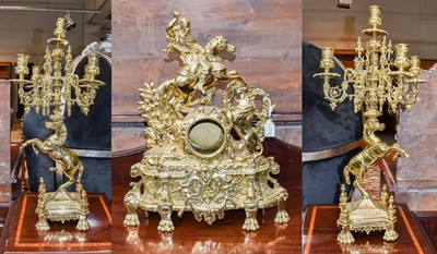 Lot 1178 - A large gilt metal mantel clock case and a...