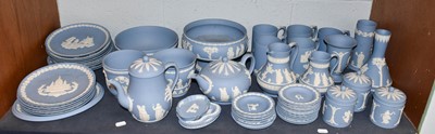 Lot 314 - Collection of Wedgwood blue Jasper ware (two...