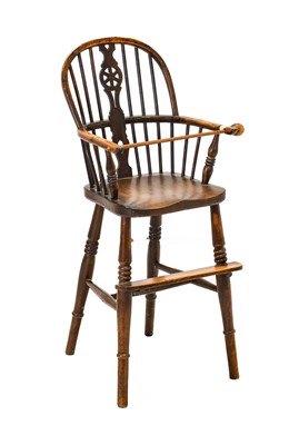 Lot 741 - A Child's Stained Beech Windsor Highchair, the...