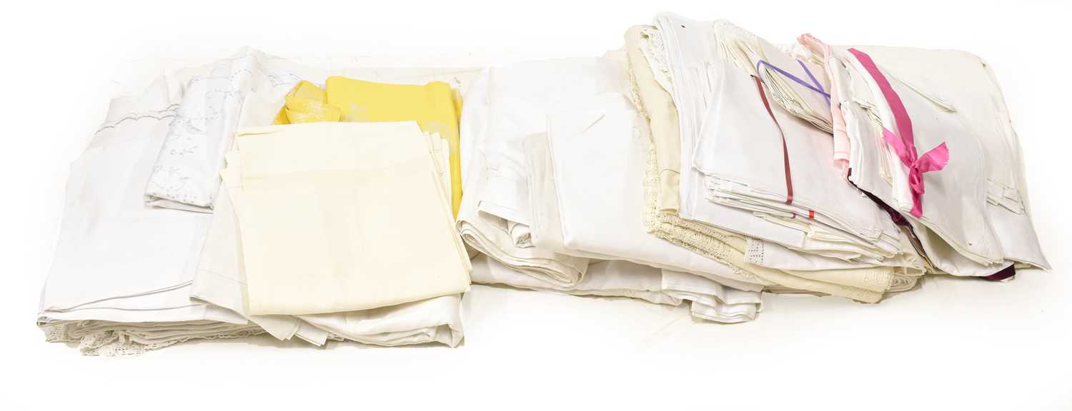 Lot 2185 - Assorted White Linen and Cotton Textiles,...