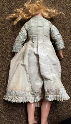 Lot 359 - Bisque shoulder head doll with sleeping eyes,...