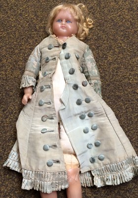 Lot 359 - Bisque shoulder head doll with sleeping eyes,...