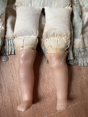 Lot 359 - Bisque shoulder head doll with sleeping eyes,...