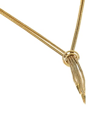 Lot 250 - A 9 carat gold necklace, drop length 5.0cm,...