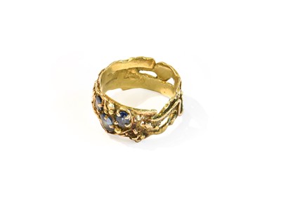Lot 301 - A 9 carat gold sapphire and diamond ring,...