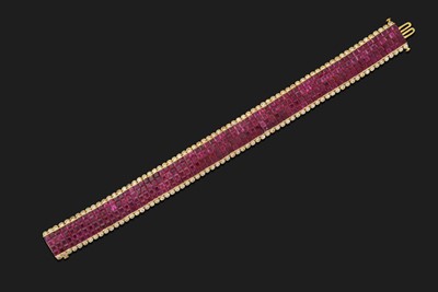 Lot 2349 - A Ruby and Diamond Line Bracelet