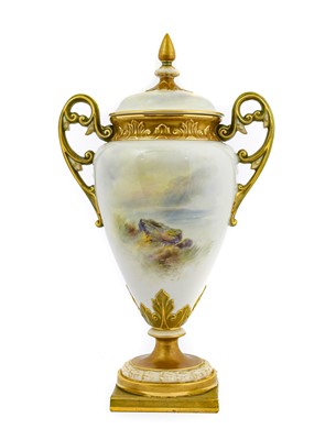 Lot 83 - A Royal Worcester Porcelain Vase and Cover, by...