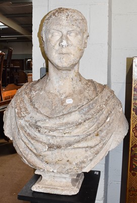 Lot 422 - A Large composition bust of a classical male...