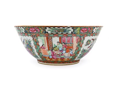 Lot 17 - {} A Cantonese Porcelain Punch Bowl, early...