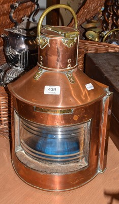 Lot 439 - A 19th century copper and brass ships lantern,...